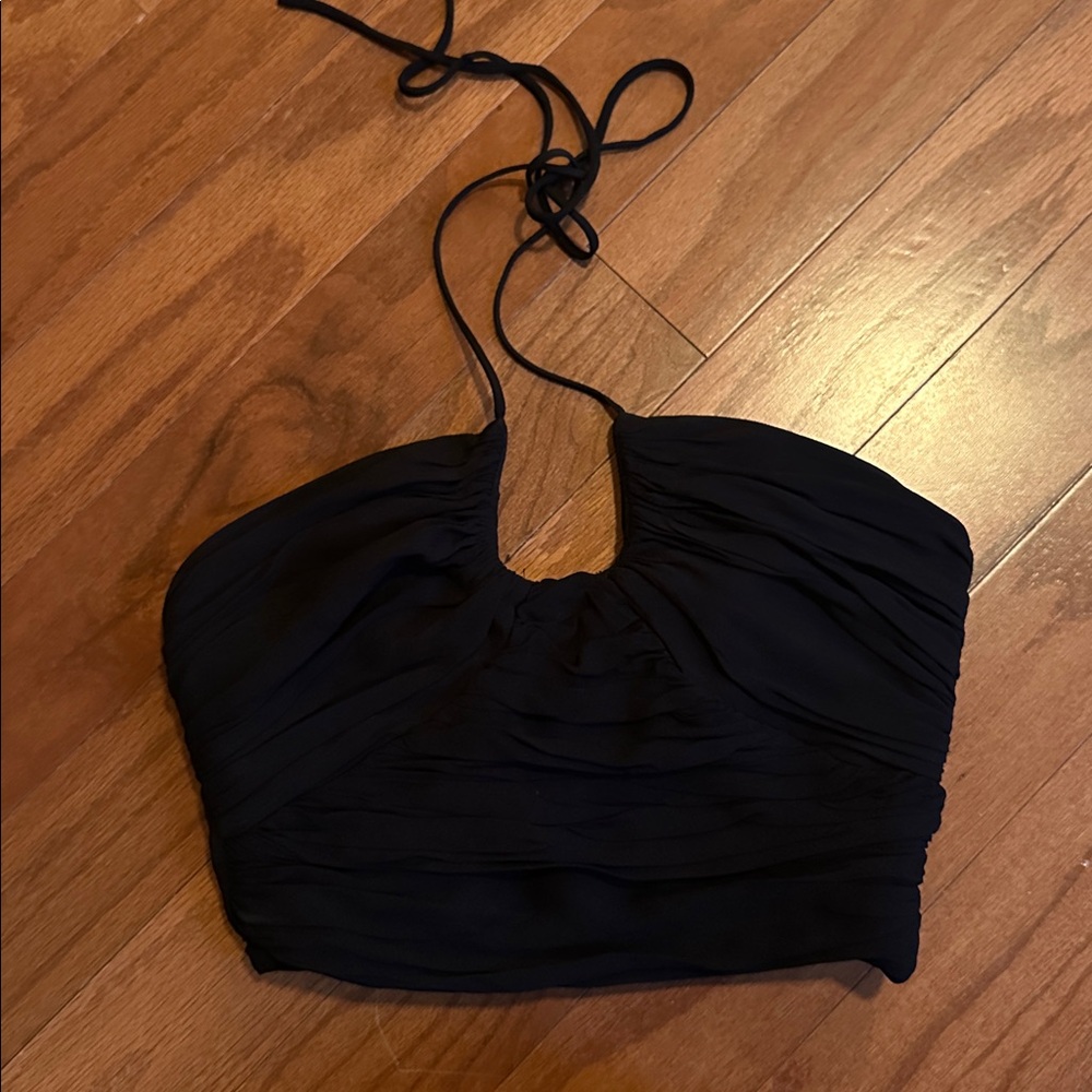Zara Black Ruched halter Top